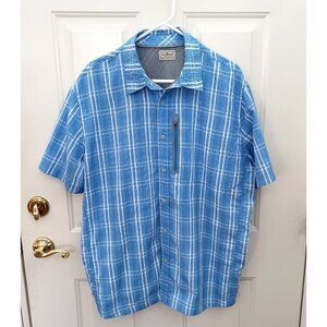L.L. Bean Performance Shirt XL Blue Plaid Quick Dry Wicking Breathable 288075